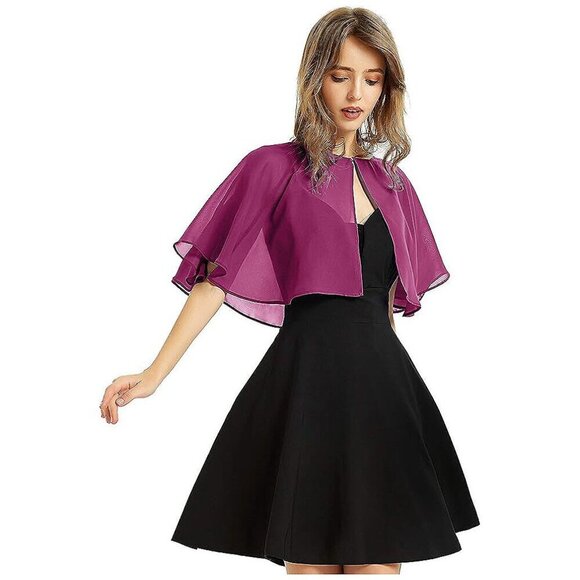 Women's Soft Chiffon Shawl Wraps Shrug Fuchsia - Picture 1 of 6